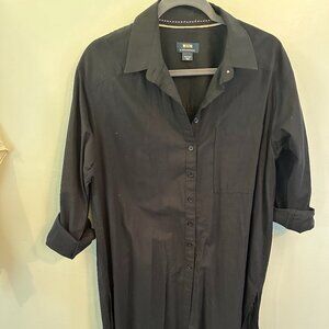 Maeve for Anthropologie Black Button-Down Shirt Dress - Size Medium